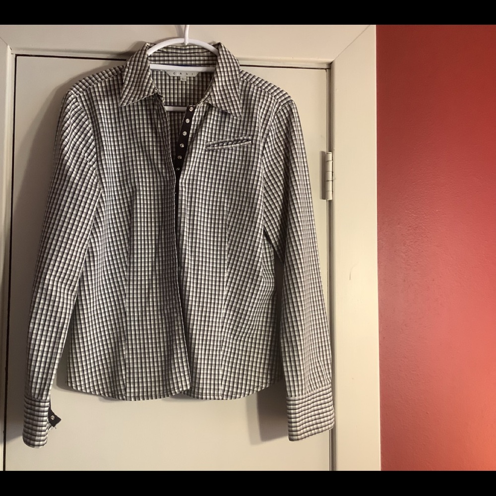 Cabi Black & White Shirt #140 Sz L